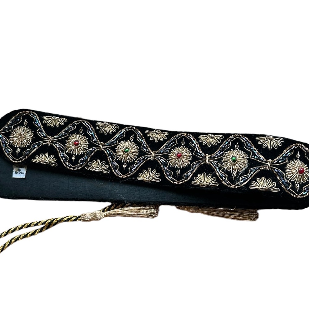 Vintage beaded renaissance tie tassle velvet belt